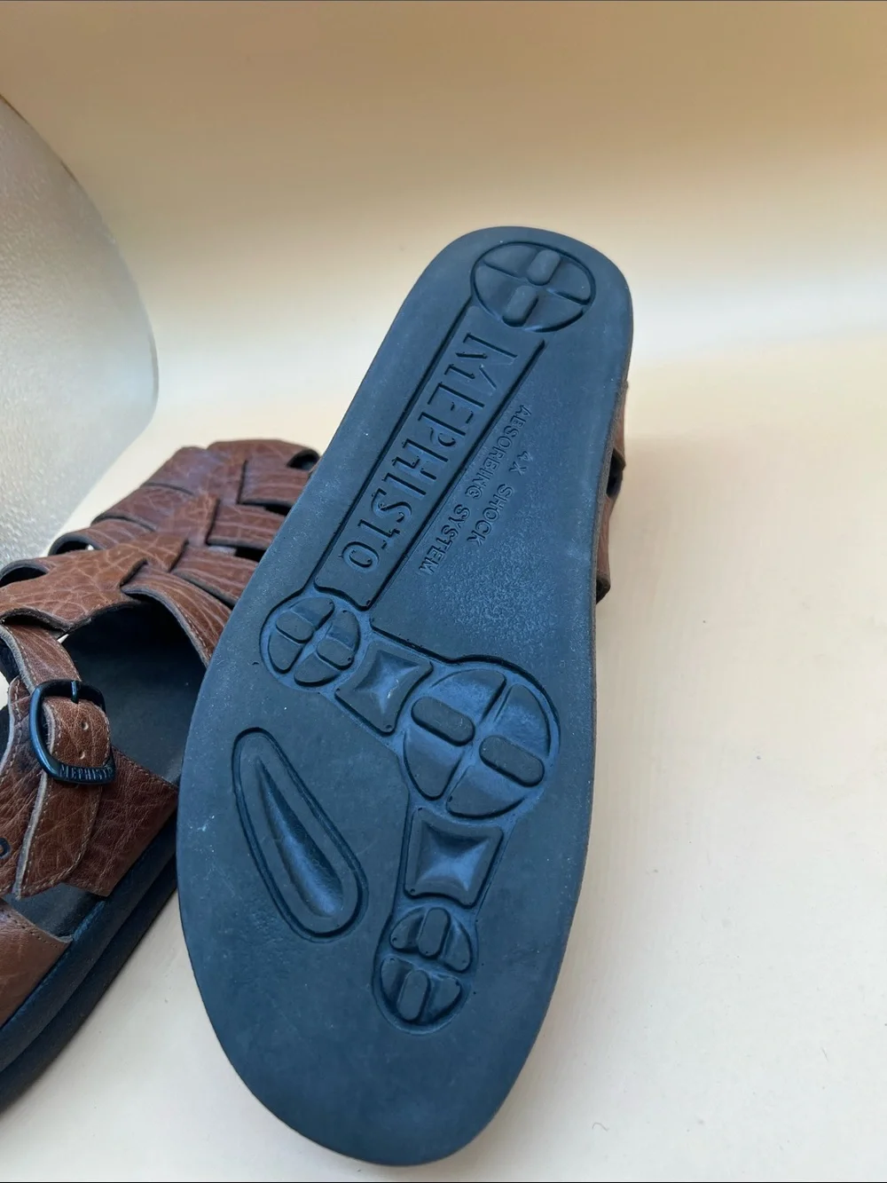 Mephisto Brown Leather Fisherman Sandals Men’s EU 44 US 10.5-11 Made in Portugal
